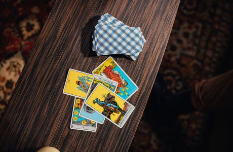 tarot cards on wooden table